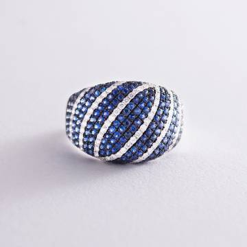 Золотое кольцо с синим сапфиром и бриллиантами MR15111gm Золотое кольцо с синим сапфиром и бриллиантами MR15111gm