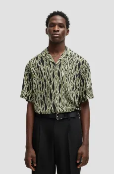 Мужская оливковая рубашка с узором Оливковый S HUGO 50539338;391