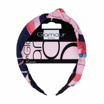Обруч для волос Inter-Vion Glamour с узлом, темно-синий с розовым, 1 шт Обруч для волос Inter-Vion Glamour с узлом, темно-синий с розовым, 1 шт