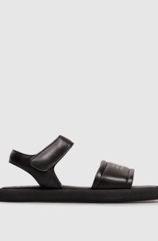 Детские черные кожаные сандалии с логотипом