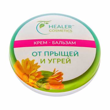 Крем-бальзам от прыщей и угрей Healer Cosmetics с экстрактом календулы, 30 мл Крем-бальзам от прыщей и угрей Healer Cosmetics с экстрактом календулы, 30 мл