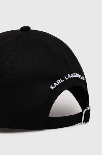 Хлопковая кепка Karl Lagerfeld цвет чёрный с аппликацией Хлопковая кепка Karl Lagerfeld цвет чёрный с аппликацией