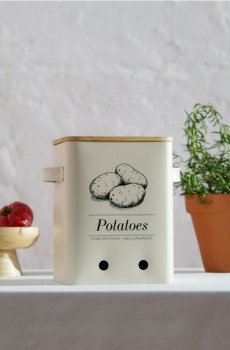 Контейнер для картоплі з кришкою - кремовий