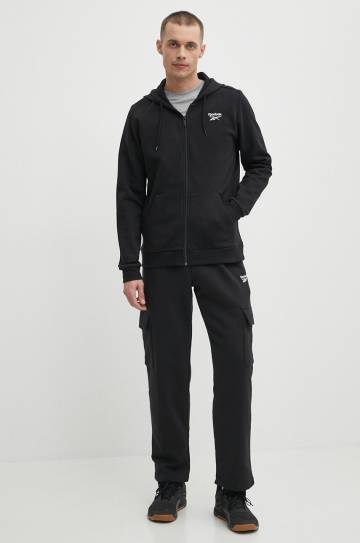 Кофта Reebok Identity мужская цвет чёрный с капюшоном однотонная 100202857 Кофта Reebok Identity мужская цвет чёрный с капюшоном однотонная 100202857