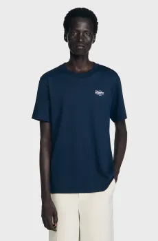 Мужская темно-синяя футболка Синий M Sandro SHPTS01722_Midnight Blue