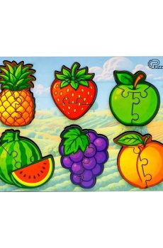 Деревянный сортер PuzzleOk Умный мир. Веселые фрукты, 18 деталей, от 3 лет, 21*14 см (Puz-88749)