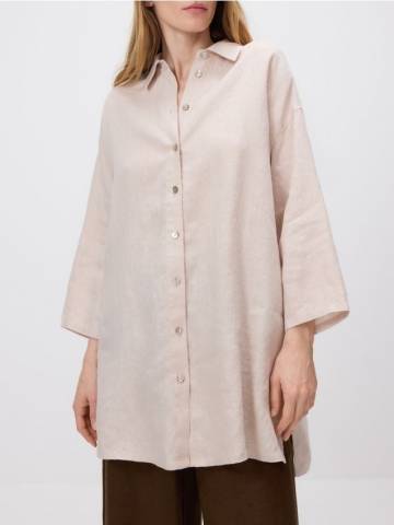 Reserved - Довга лляна сорочка - бежевий - WD935-08X