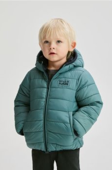 Reserved - Двостороння куртка з каптуром - синьо-зелений - 778HF-67X