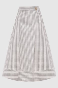 Белая юбка миди в полоску