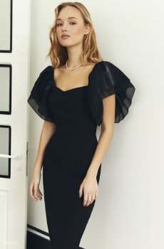 Сукня міді з рукавами-воланами з органзи