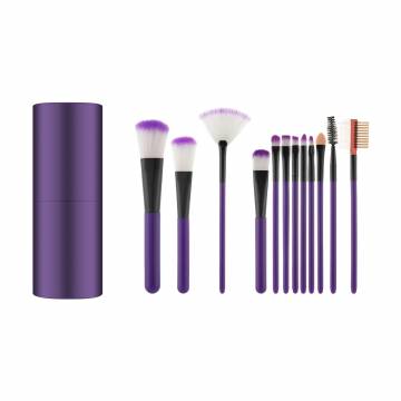 Набор кистей для макияжа Cosmo Shop фиолетовый, в овальной пластиковой тубе, 12 шт (CS-207V)