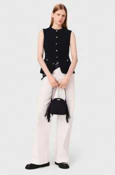 Женский темно-синий твидовый жилет Синий 40 MAJE MFPTO01205_Navy