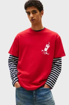Мужская красная футболка SKATER BACK GRAPHIC Красный S Tommy Jeans DM0DM21830