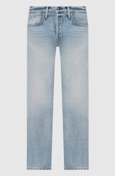 Голубые джинсы с эффектом потертости