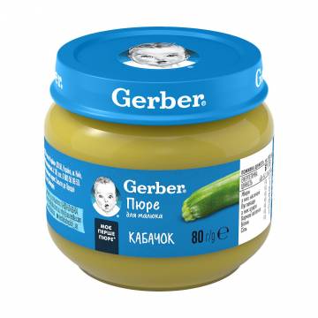 Детское овощное пюре Gerber Кабачок, от 6 месяцев, 80 г Детское овощное пюре Gerber Кабачок, от 6 месяцев, 80 г