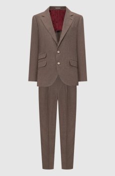 Коричневый костюм из льна