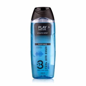 Парфюмированный гель для душа 3 в 1 Play and Live Athletic Spirit мужской, 400 мл Парфюмированный гель для душа 3 в 1 Play and Live Athletic Spirit мужской, 400 мл