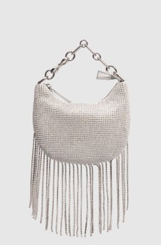 Серебряная сумка Croissant в кристаллы