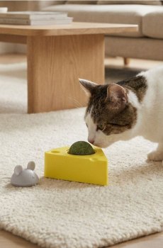 Іграшка для кота з котячою м’ятою з мотивом мишки та сиру - жовтий