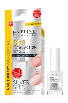 Уценка! Средство для восстановления ногтей 8 в 1 Eveline Cosmetics Nail Therapy Professional Silver Shine, 12 мл