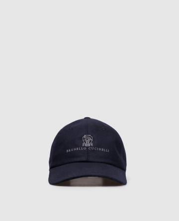 Синяя кепка из кашемира и шелка