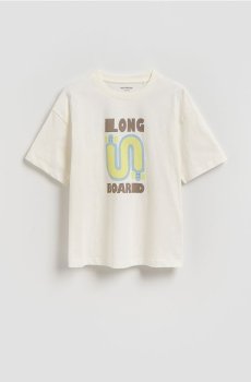 Reserved - Бавовняна футболка - кремовий - 940HR-01X