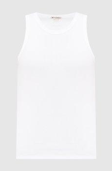 Белая майка в рубчике с принтом логотипа