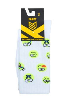 Носки унисекс MovementStandard Fancy M0303S Smile высокие, 17 белые, размер 38-41