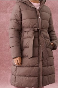 Обємна куртка з каптуром - кавовий