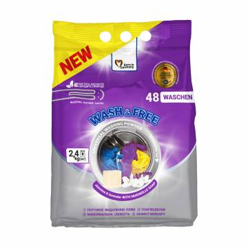 Универсальный порошок для стирки Wash & Free Universal Washing Powder Жасмин и лаванда с марсельским мылом, 48 стирок, 2.4 кг Универсальный порошок для стирки Wash & Free Universal Washing Powder Жасмин и лаванда с марсельским мылом, 48 стирок, 2.4 кг
