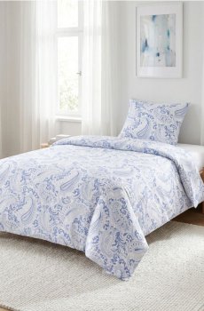 Сатиновий комплект постільної білизни з візерунком paisley - синій