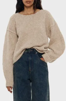 Женский бежевый шерстяной свитер Бежевый M-L Bimba Y Lola 242BR7240.10610