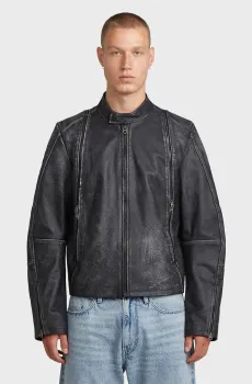 Мужская темно-серая кожаная куртка Leather Blouson Серый XL G-Star RAW D26931,E082