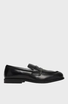 Мужские черные кожаные лоферы ESS RUBBER PENNY LOAFER POL LTH Черный 43 Calvin Klein HM0HM02025