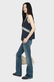 Женский темно-синий шелковый топ Tasao Синий S ZADIG&VOLTAIRE WWTO02007_ENCRE