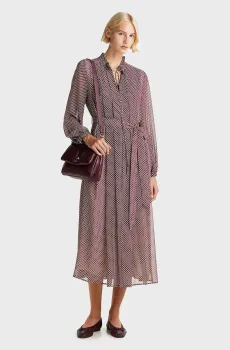 Женское платье с узором RUFFLE PLEAT BELTED LONG DRESS Разноцветный XS Tommy Hilfiger WW0WW44007