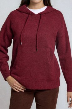 Джемпер із каптуром - бордовий