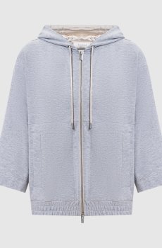 Серая меланжевая спортивная куртка с цепочкой