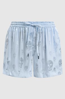 Голубые шорты в узоре Skull