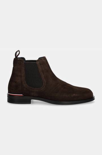 Замшевые ботинки Tommy Hilfiger CORE RWB HILFIGER SUEDE CHELSEA мужские цвет коричневый FM0FM04757 Замшевые ботинки Tommy Hilfiger CORE RWB HILFIGER SUEDE CHELSEA мужские цвет коричневый FM0FM04757