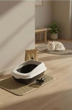 Килимок під котячий туалет - бежевий