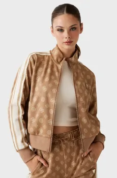 Женская бежевая спортивная кофта с узором Бежевый L Guess V5YQ07.K0282;FNDS