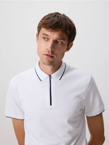 Reserved - Поло з мерсеризованої бавовни - білий - 286EF-00X
