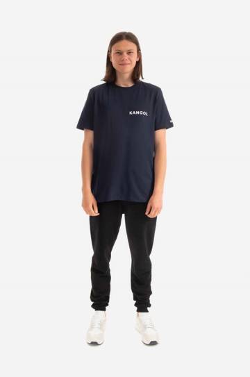 Хлопковая футболка Kangol Heritage Basic цвет синий с принтом KLHB003-OFFWHITE Хлопковая футболка Kangol Heritage Basic цвет синий с принтом KLHB003-OFFWHITE