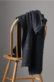 Бавовняний рушник з тисненим візерунком - чорний