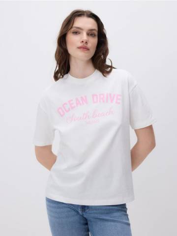 Reserved - Футболка з принтом - кремовий - 905HI-01X