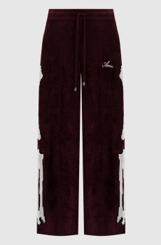 Бордовые спортивные брюки с вышивкой логотипа