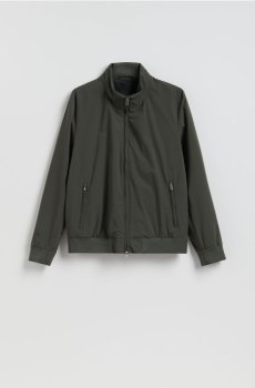 Reserved - Бомбер куртка з коміром-стійкою - сіро-зелений - 561HK-96X