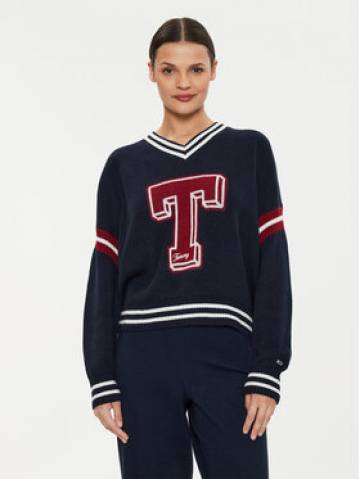 Tommy Jeans Светр Letterman DW0DW18519 Cиній Oversize Tommy Jeans Светр Letterman DW0DW18519 Cиній Oversize