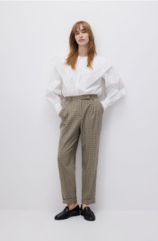 Reserved - Штани в дрібну клітинку - коричневий - 728JC-88X